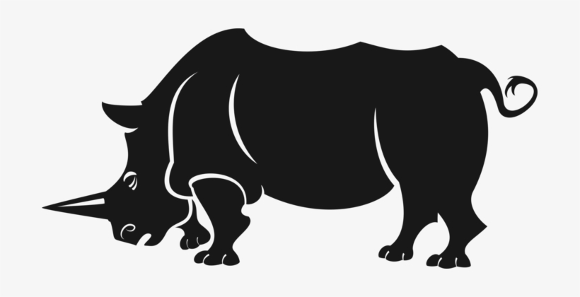Black Rhinoceros Horn Dairy Cattle Drawing - Black And White Rhino Clipart, transparent png download