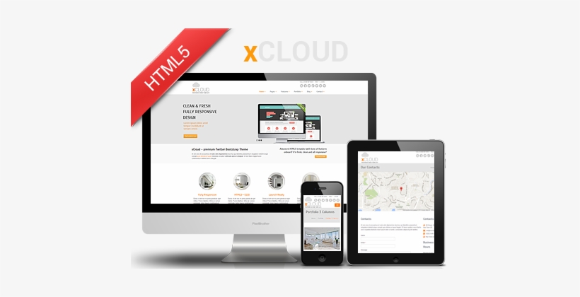 Xcloud - Bootstrap Template Free Html5, transparent png download