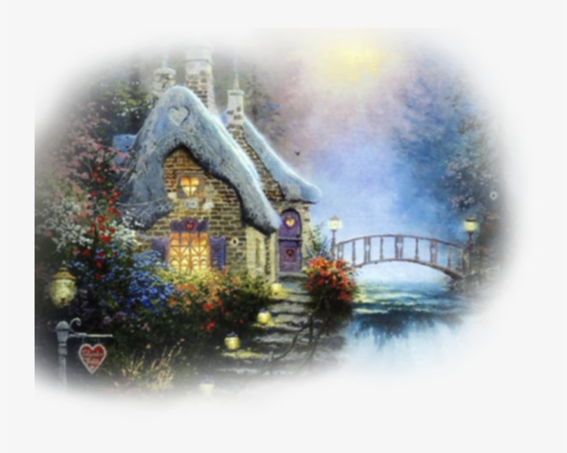 Beautiful - •♥• - ¸¸ - •♥• - Thomas Kinkade Cottage Landscape Paintings, transparent png download