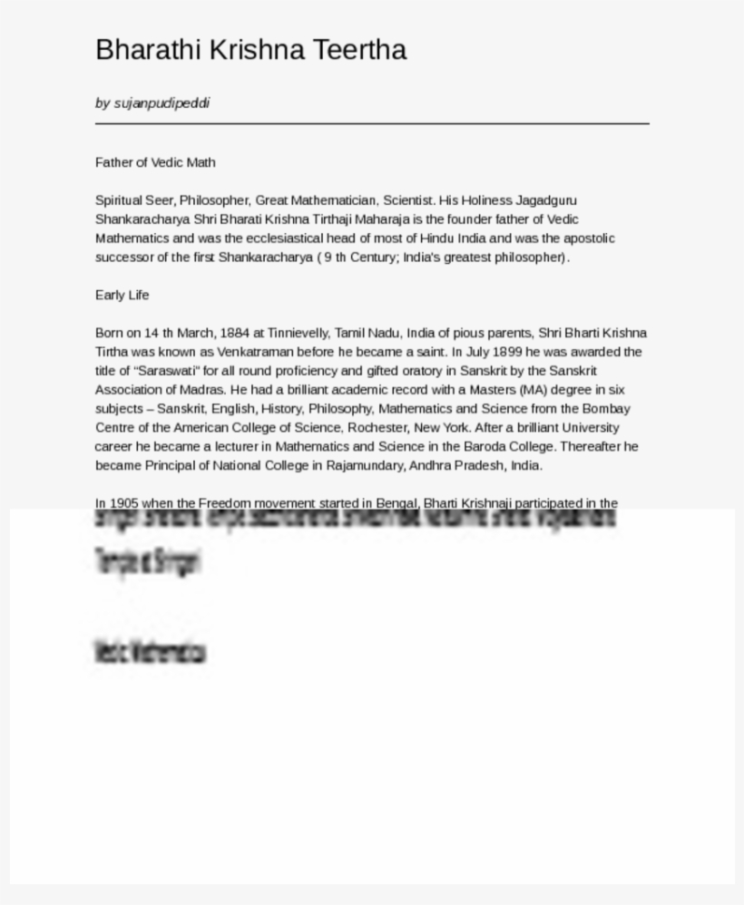 Bharathi Krishna Teerthaby Sujanpudipeddi Father Of - Cover Letter, transparent png download