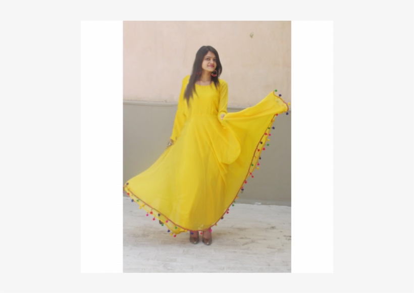 Yellow colour frock design Clearance