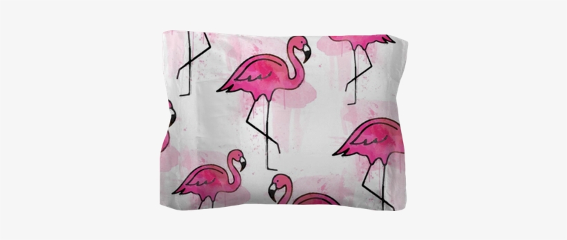 Pink Flamingo Watercolor Pattern Pillow Sham • Pixers® - Watercolor Painting, transparent png download