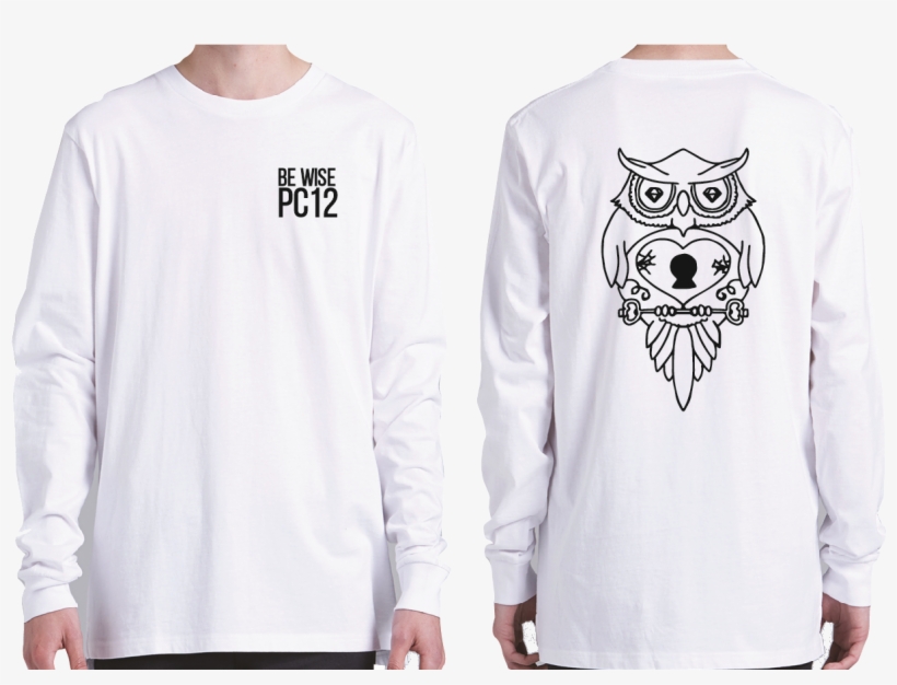 White Long Sleeved Tee Shirt - Long-sleeved T-shirt, transparent png download