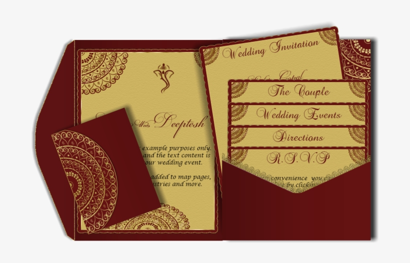 Red And Gold Mandala Email Wedding Card Template With - Envelope, transparent png download