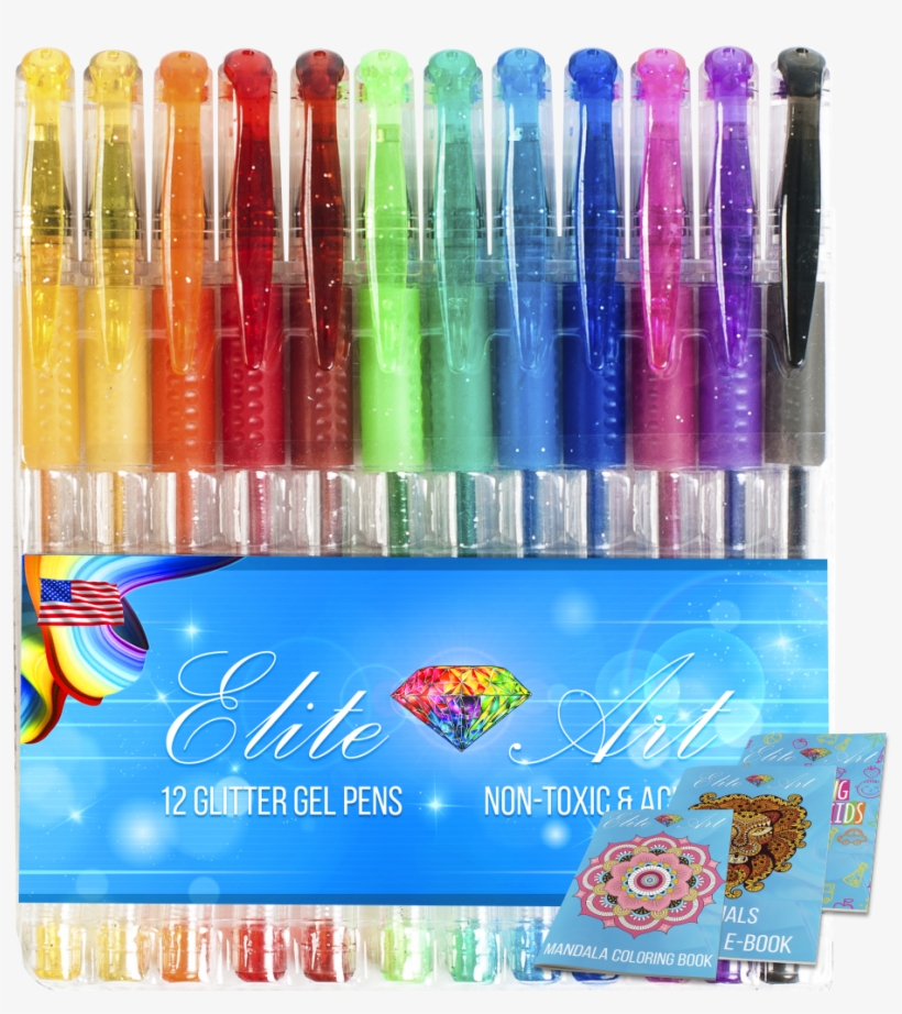 12 Glitter Gel Pens Etiquette - Glitter Gel Pens Png, transparent png download