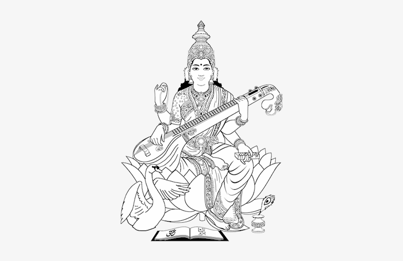 Kumortuli Com Kartick Chandra - Saraswati Mata Black And White, transparent png download