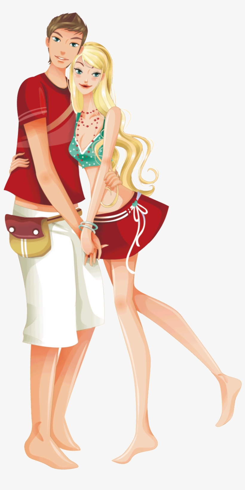 Romantic Cartoon Couple Element Design - Room Decor Наклейка Интерьерная Отдых На Курорте, transparent png download