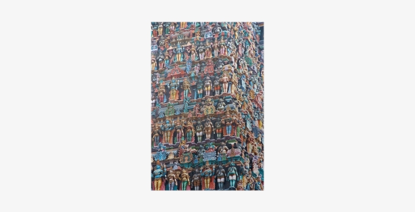 Wall Of Colourful Sculptures On Hindu Temple, India - Templo De Colores India, transparent png download