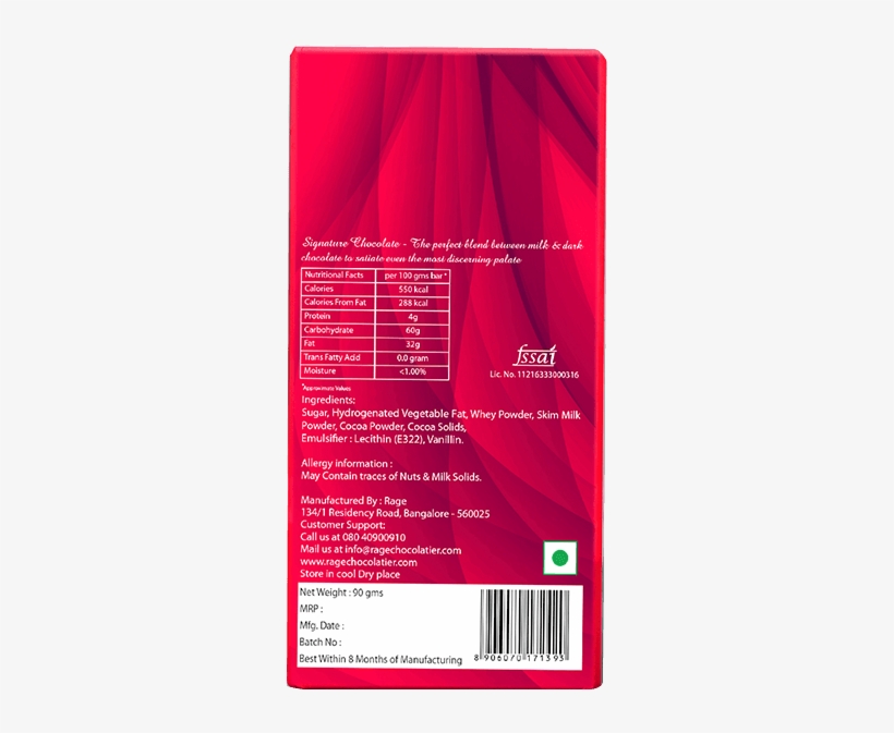 Sold Times - Rage Signature Chocolate Bar I Love You More - 90 Gm., transparent png download