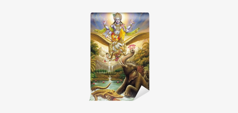 Indian God Vishnu With Garud Dav The Vahan Of Vish - Lord Vishnu, transparent png download
