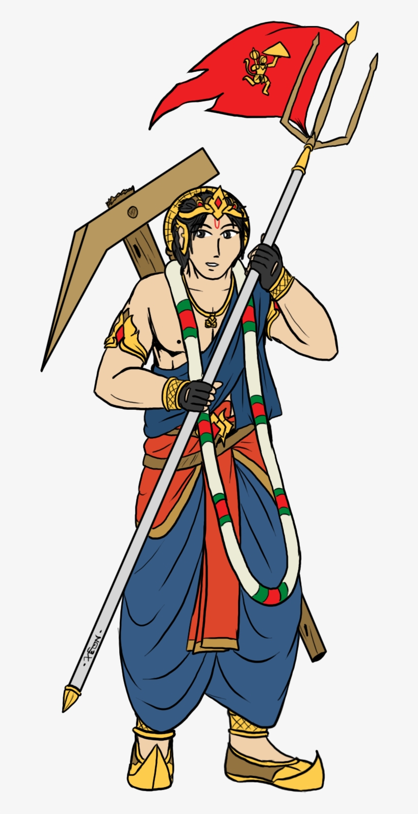 Clipart Resolution 900*1600 - Lord Hanuman With Flag, transparent png download