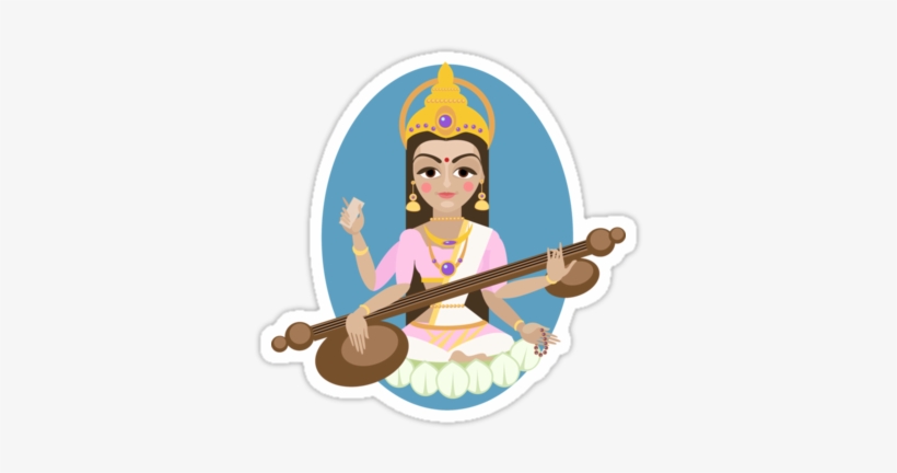 Hindu Saraswati Hand Drawn - Saraswati Illustration, transparent png download