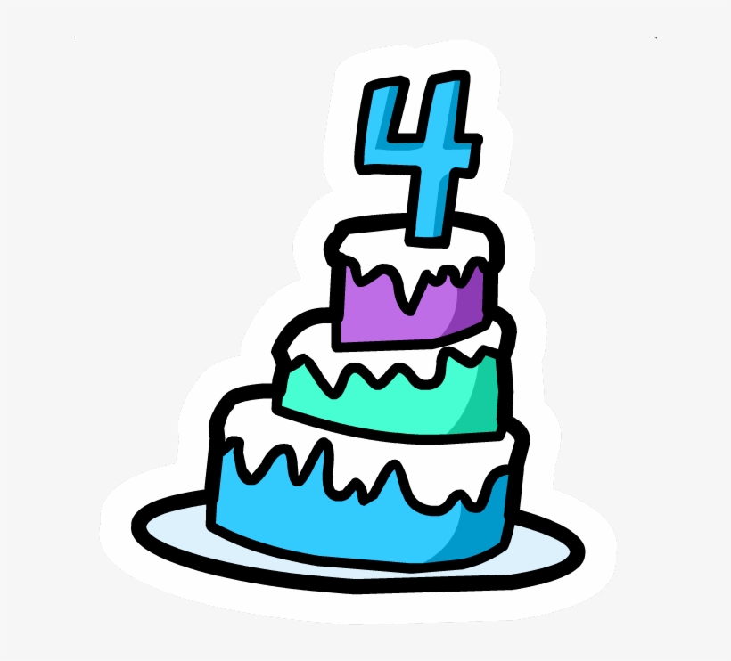 4th Anniversary Cake Pin - Birthday Cake 4 Png, transparent png download