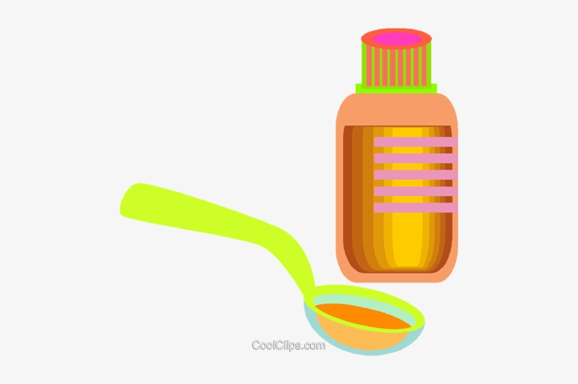 Cough Bottle Royalty Free Vector Clip Art - Medicine And Spoon Clipart, transparent png download