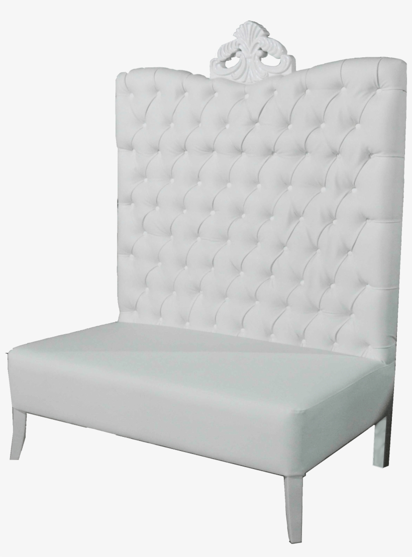 White Luxe Line High Back Sofa - Couch, transparent png download