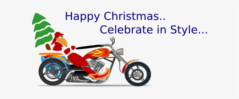 Christmas Motorcycle Clip Art - Happy Christmas Motorbike, transparent png download