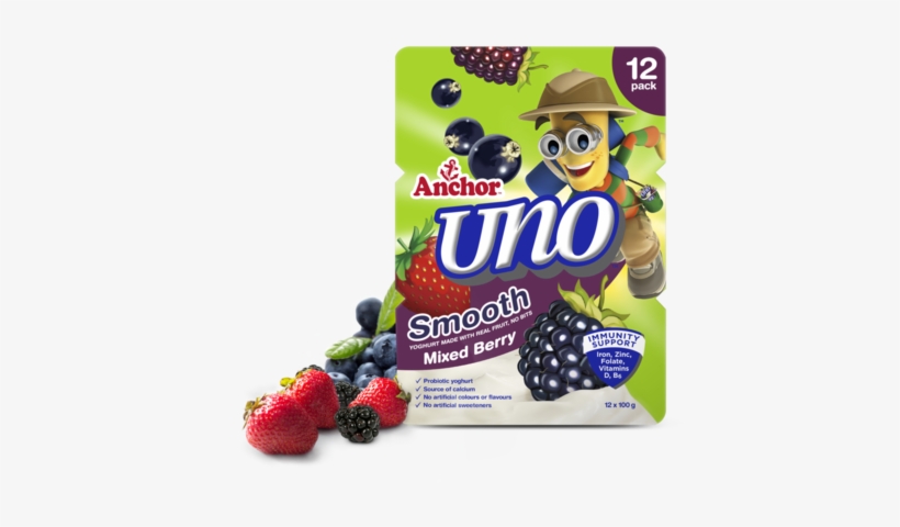 Anchor Uno Mixed Berry Yoghurt 12 X 100g Pack - Anchor Milk, transparent png download