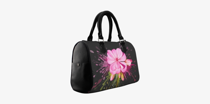 Pink Flower Color Splash, Watercolor Boston Handbag - Dark Sides Of The Moon Pink Floyd Barrel Type Handbag, transparent png download