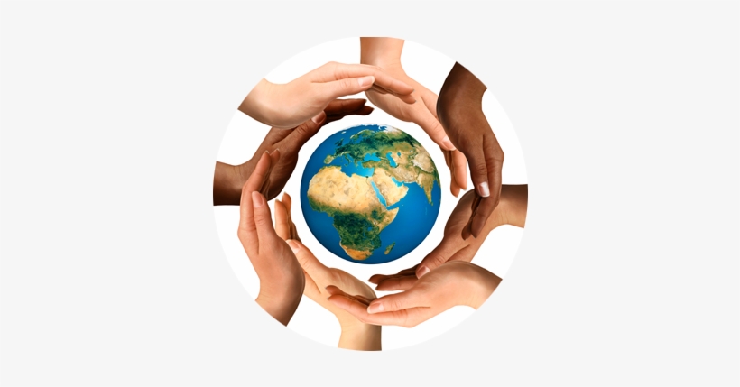 Hands-globe - Living Together No Racism, transparent png download