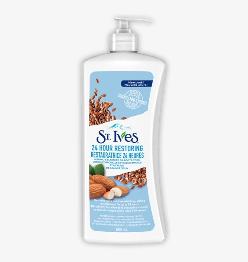 Almond & Flaxseed Oil 24 Hour Restoring Body Lotion - St Ives Apricot Scrub, transparent png download