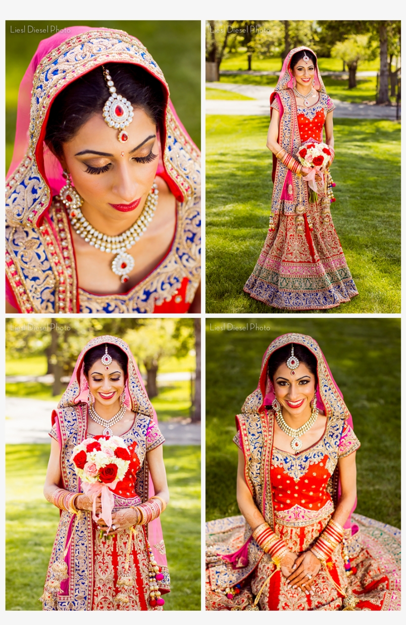 Indian Bridal Portrait Bride Red Rose Bouquet White - Bride, transparent png download