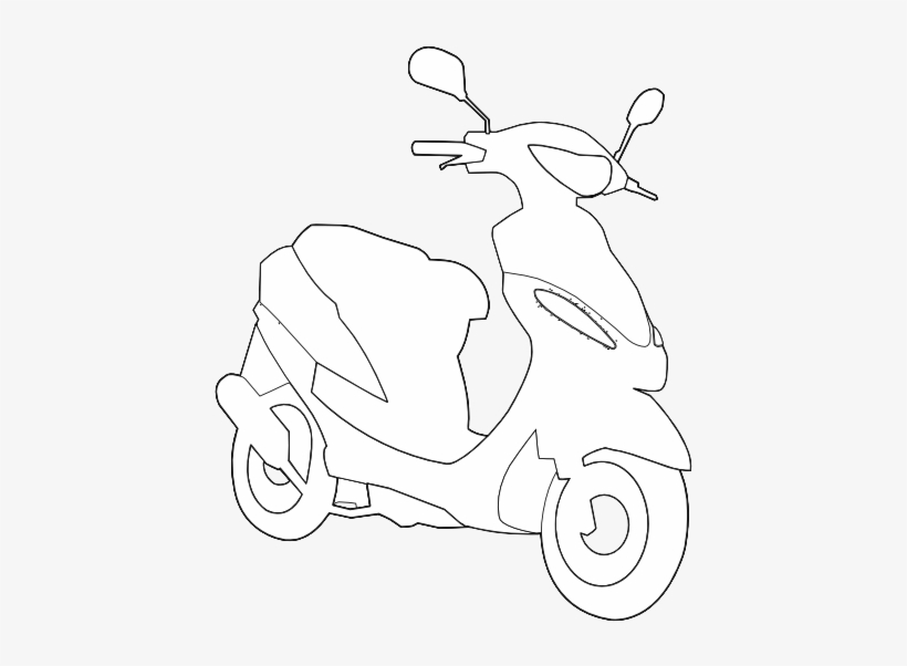 Blue Scooter Black White Line Art 555px - Coloring Book, transparent png download