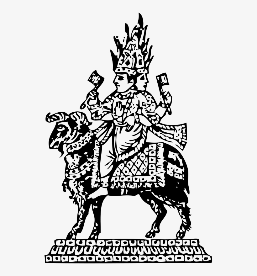 Black And White Painting Of Agni - Agni Coloring Pages, transparent png download