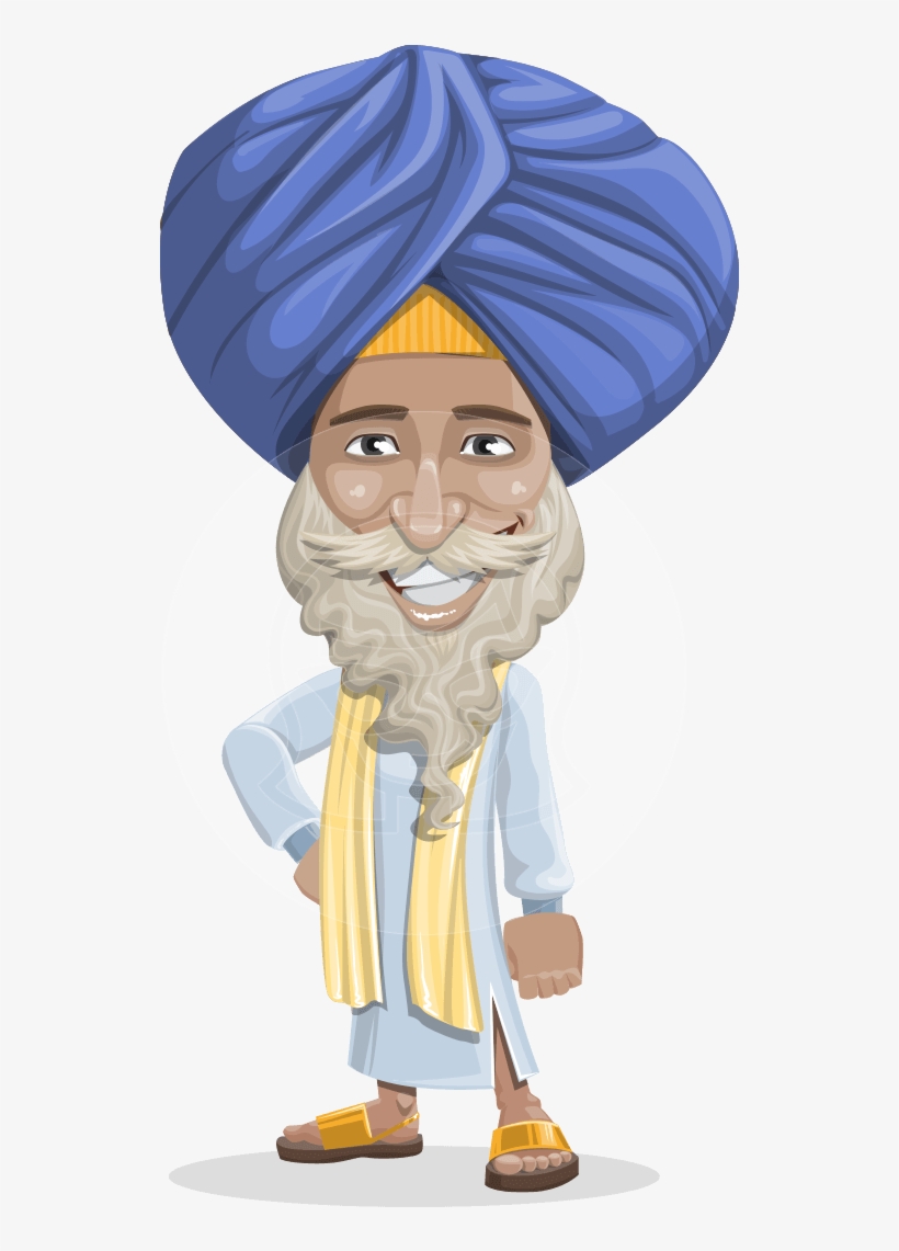 Vector Elderly Indian Male Character - Drawing, transparent png download