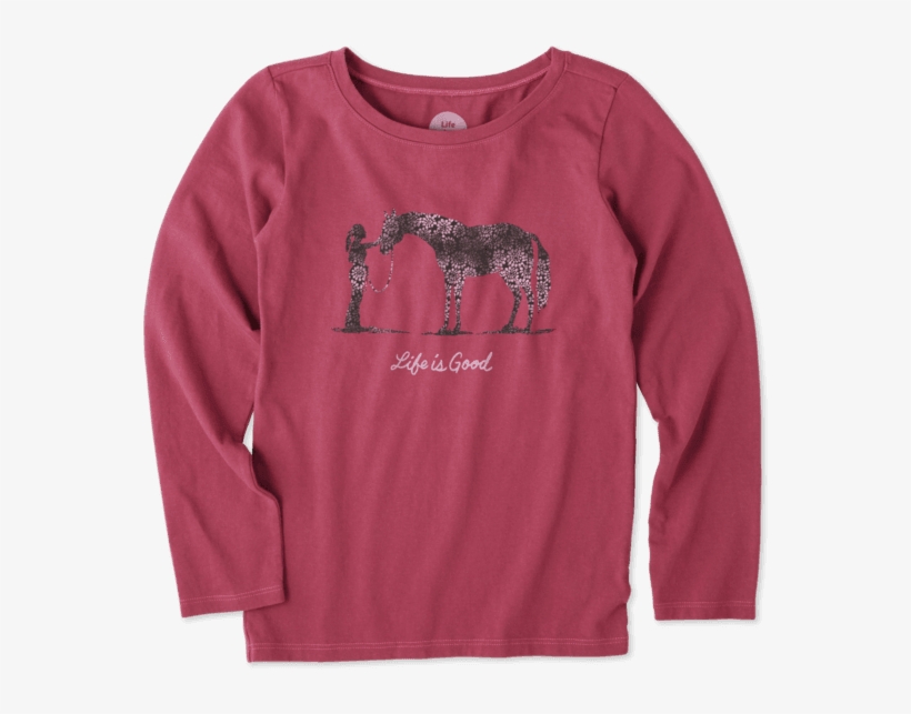 Girls Besties Horse Long Sleeve Crusher Tee - T-shirt, transparent png download