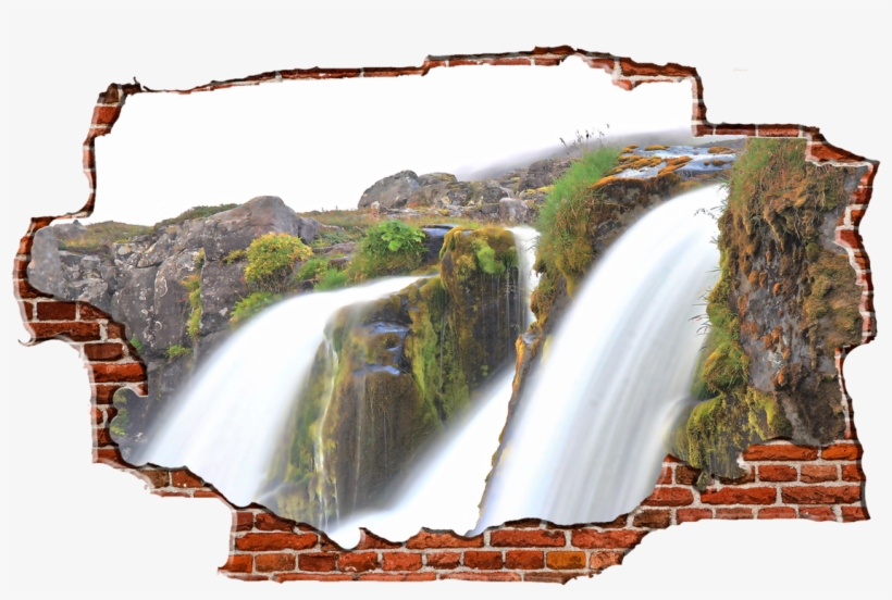 Zapwalls Decals Amazing Running Waterfalls Action Shot - New York Brooklyn Bridge Skyline Brick (51" X 30"), transparent png download