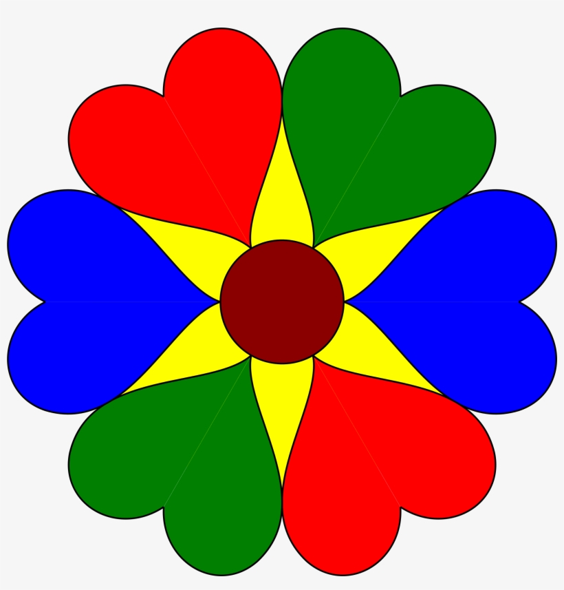 Blue Flower Clipart Big Flower - Heart Flower Clipart, transparent png download