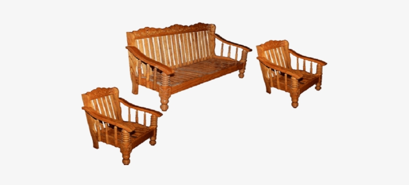 Wooden Sofa Set - Wooden Sofa Set Png, transparent png download