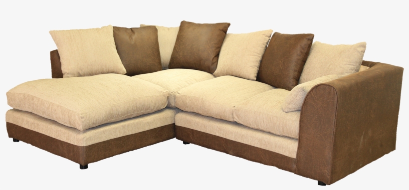 Brown Cream Fabric Corner Sofa, transparent png download