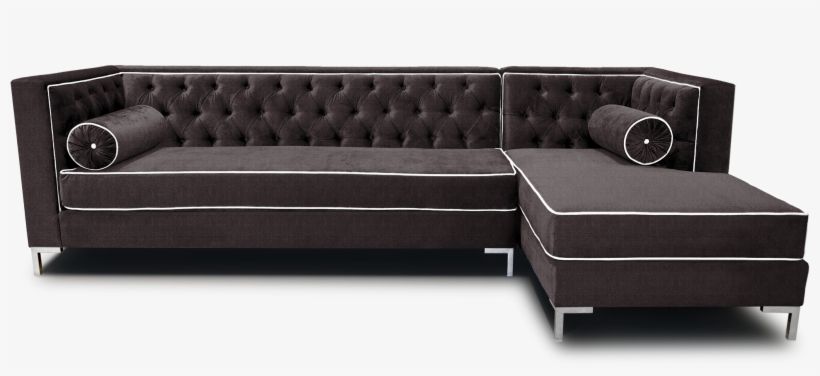 Glorious Dark Fabric Tufted Sectional With Nail Button - Sectional Sofa With Piping, transparent png download