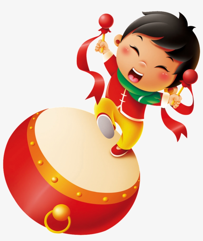The Design Of Chinese Spring Festival Drums - 兒童 新年 素材, transparent png download