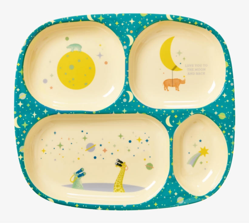 Large Size Of Tableware Plates And Bowls Toddler Dinnerware - Rice Barn Melamintallrik Med 4 Rum Och Universe Print, transparent png download