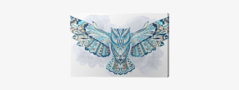 Patterned Owl On The Grunge Watercolor Background - Bird American North Tattoo, transparent png download