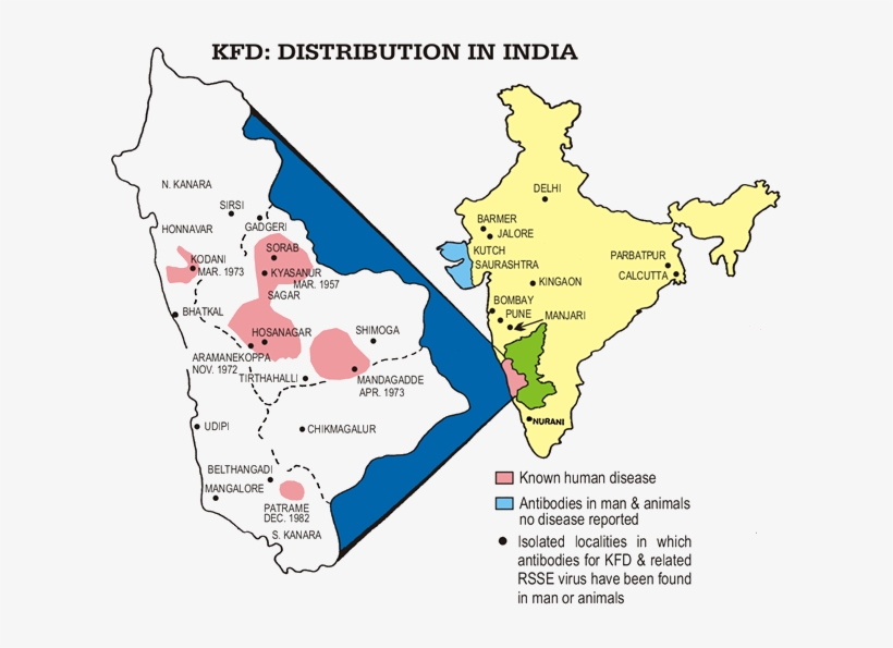 Map Of Kyasanur Forest Disease - Kyasanur Forest Disease, transparent png download