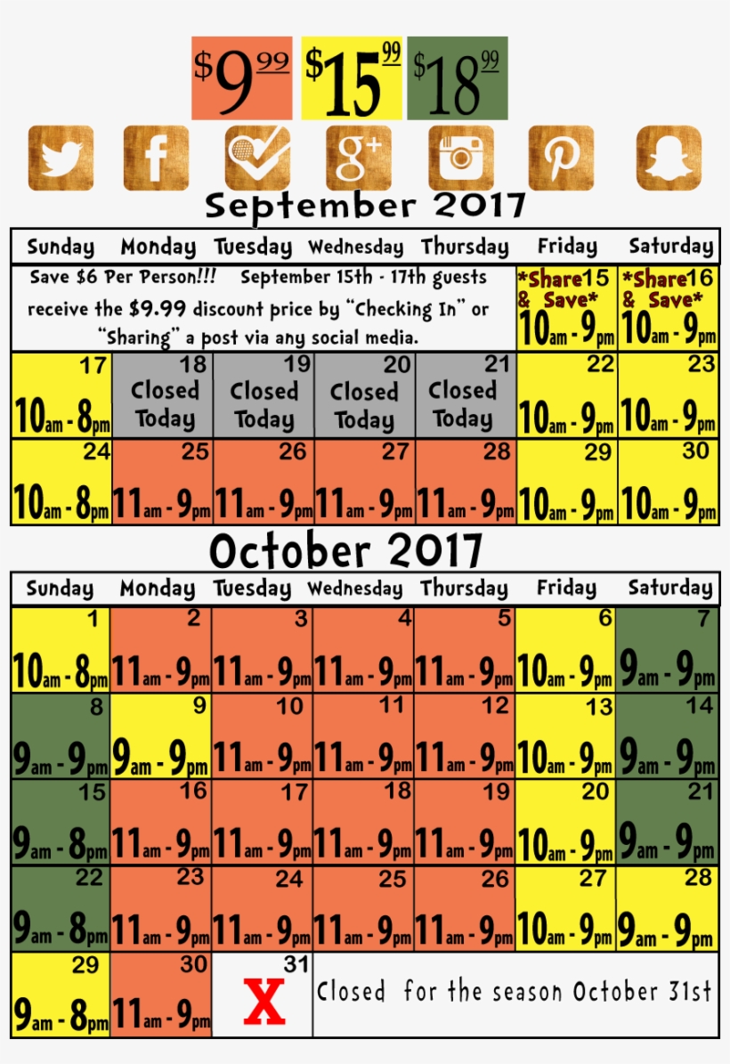 2017 Price And Hours Calendar - Calendar, transparent png download