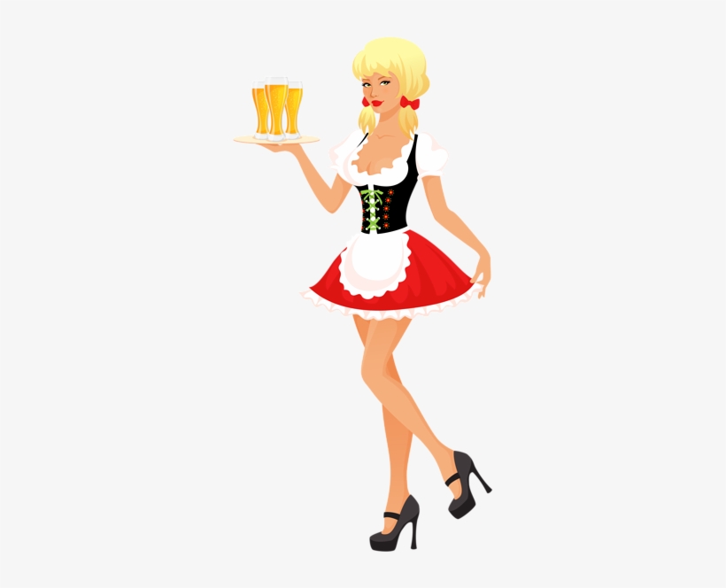 Oktoberfest Girl With Beer Tray Png Clipart Image - Vector Graphics, transparent png download