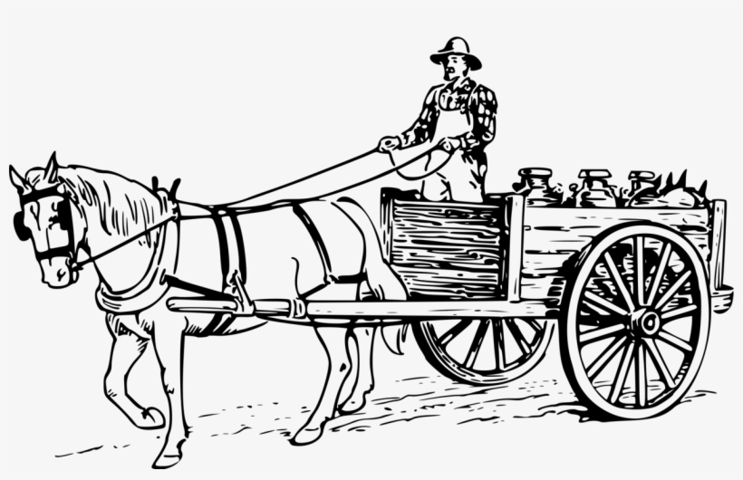 Onlinelabels Clip Art - Horse And Cart Drawing, transparent png download