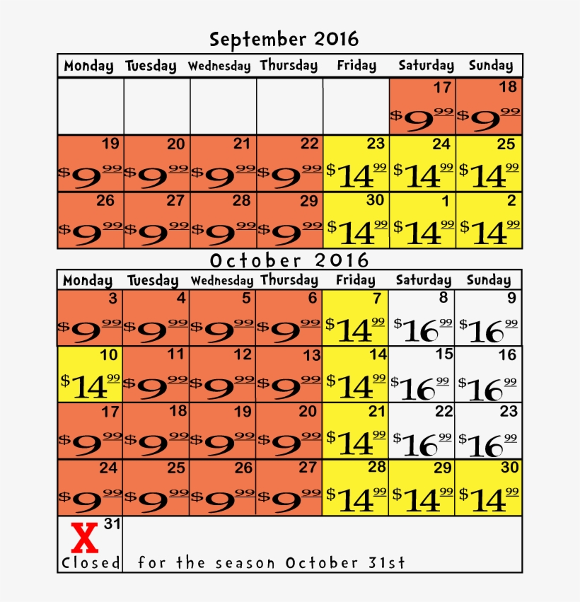 2016 Price Calendar - Bengstons Farm Coupon, transparent png download