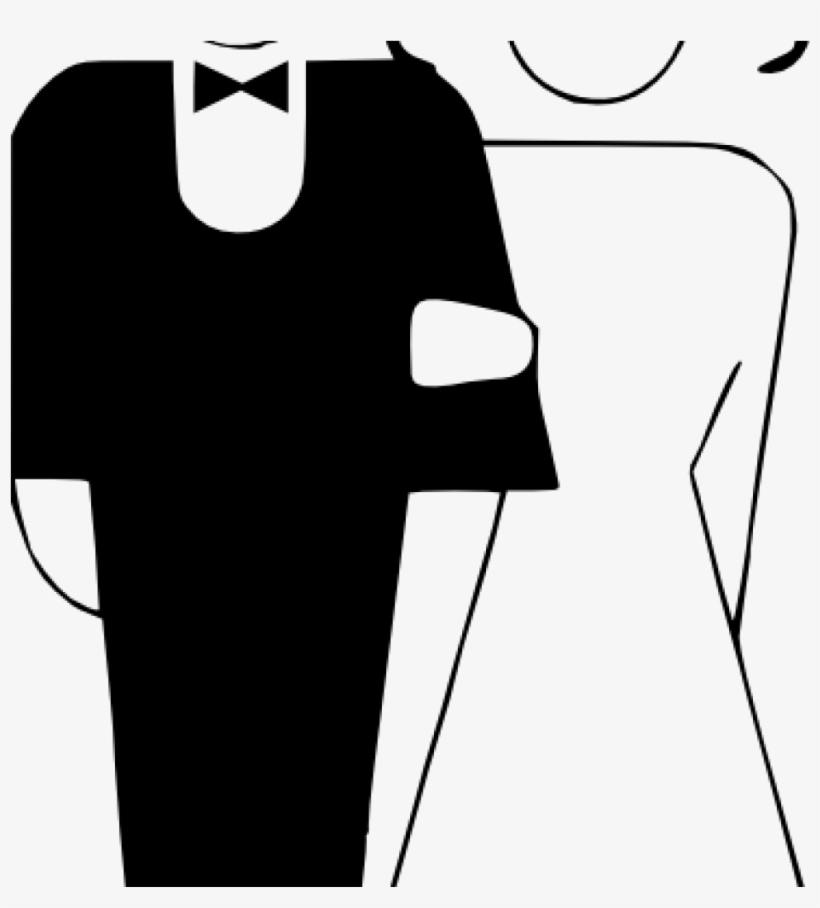 Marriage Clipart Black And White - Bride And Groom Clip Art, transparent png download
