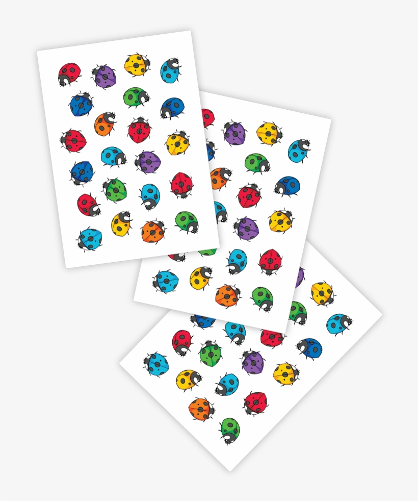 Rainbow Ladybirds - Stof Wit Met Stippen, transparent png download