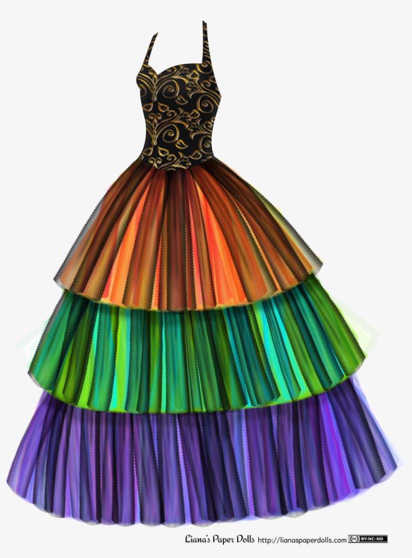 A Ballgown With A Halter Style Black Bodice And A Floor - Layered Dress Drawing, transparent png download