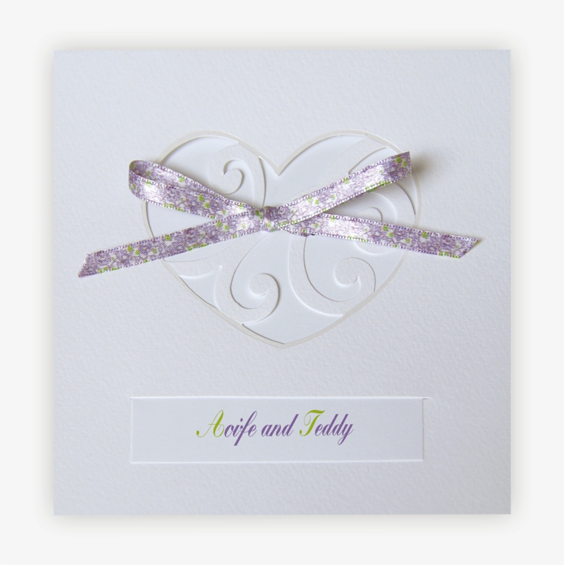 Lilac Wedding Invitation Cut-out Heart & Liberty Ribbon - Wedding Invitation, transparent png download