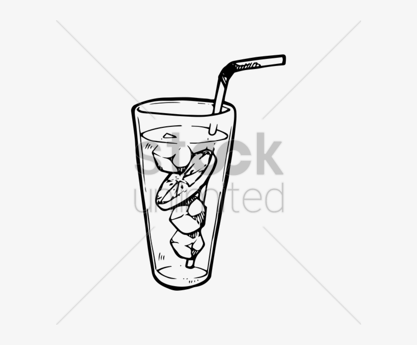 Iced Drink With Fruit Slice Vector Image - Fruit Illustration Png Black, transparent png download