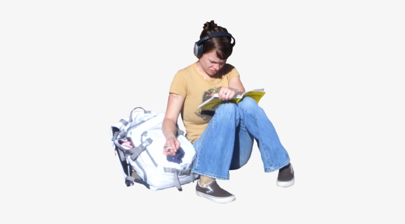 Student Girl Sitting And Smoking - Students Sitting Png, transparent png download