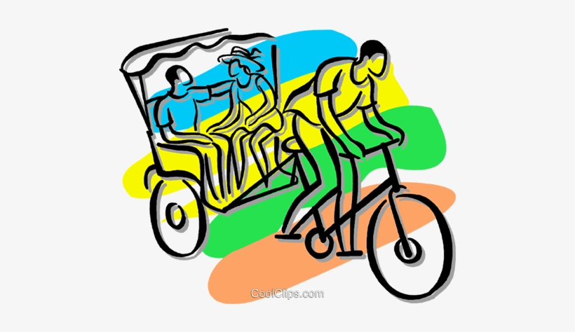 People Being Pulled Bicycle Rickshaw Royalty Free Vector - Bicycle, transparent png download