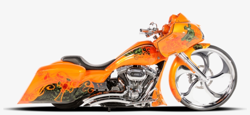 Bike-orange - Cruiser Motorcycle With Big Front Wheel, transparent png download